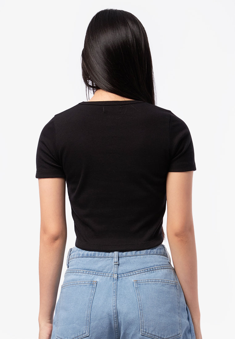 Front Ruched Printed T-Shirt