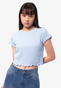 Short Sleeve Waffle Top L.Blue