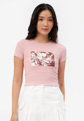 Short Sleeve Graphic Rib T-Shirt L.Pink