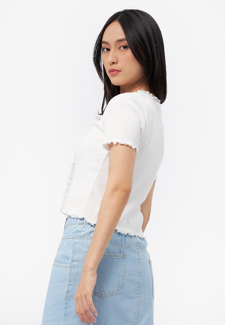 V-Neck Lettuce Rib Top