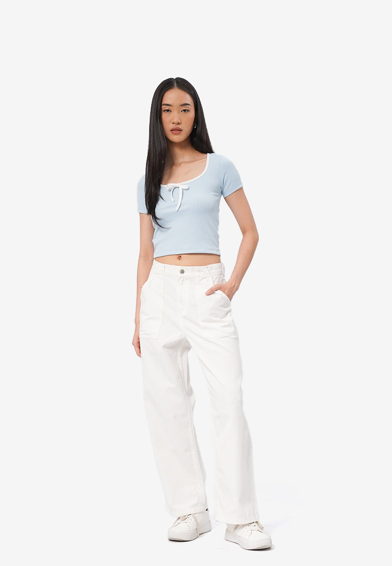 Square Neck Ribbon Top