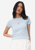 High Neck Lettuce Hem Top L.Blue