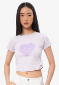 Side Ruched Raglan Graphic T-Shirt Lilac