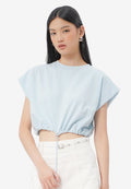 Short Sleeve Cropped Stopper Top L.Blue