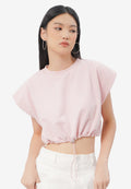 Short Sleeve Cropped Stopper Top L.Pink