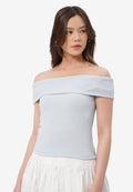 Off Shoulder Short Sleeve Top L.Blue