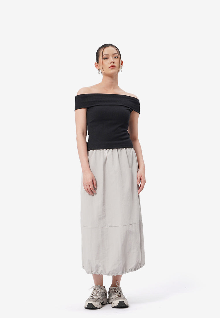 Off Shoulder Short Sleeve Top Black
