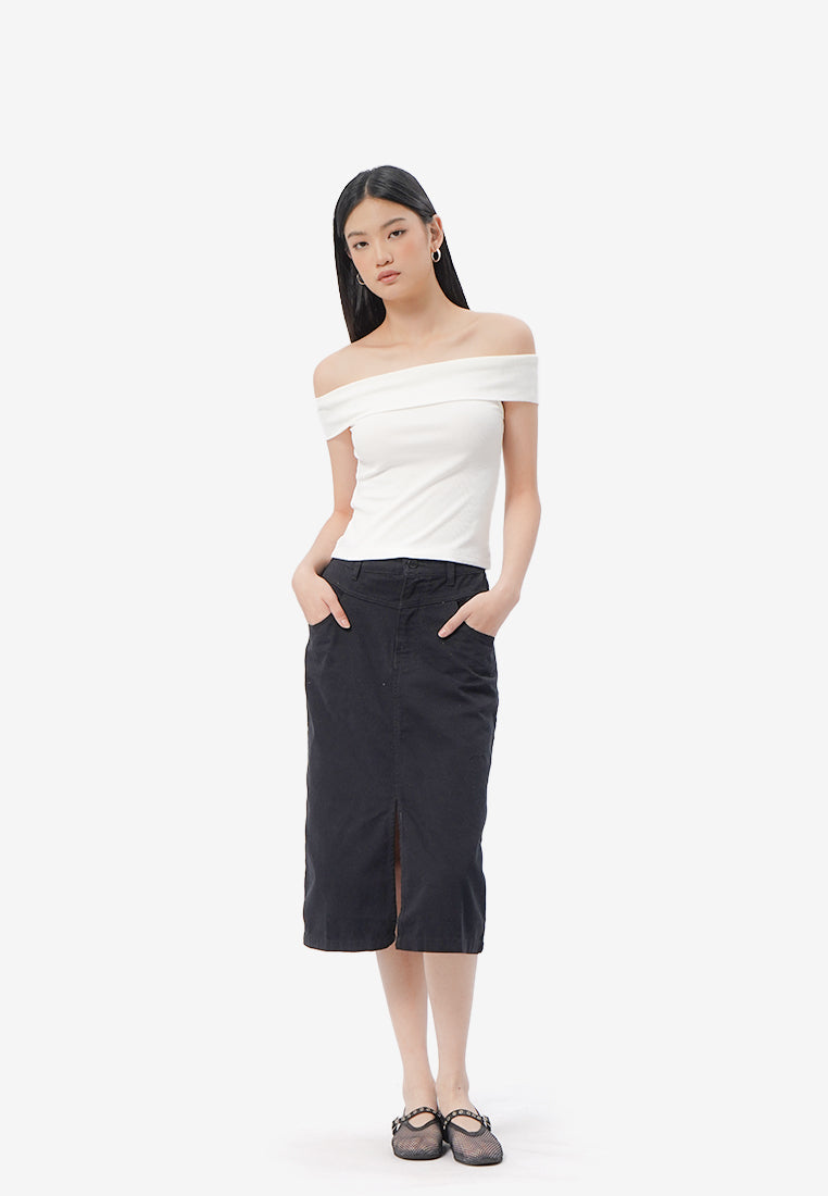 Off Shoulder Short Sleeve Top Off White