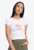 Fitted Graphic Top with Side Drawstring
