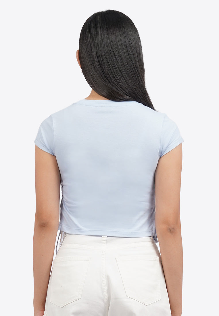 Fitted Graphic Top with Side Drawstring