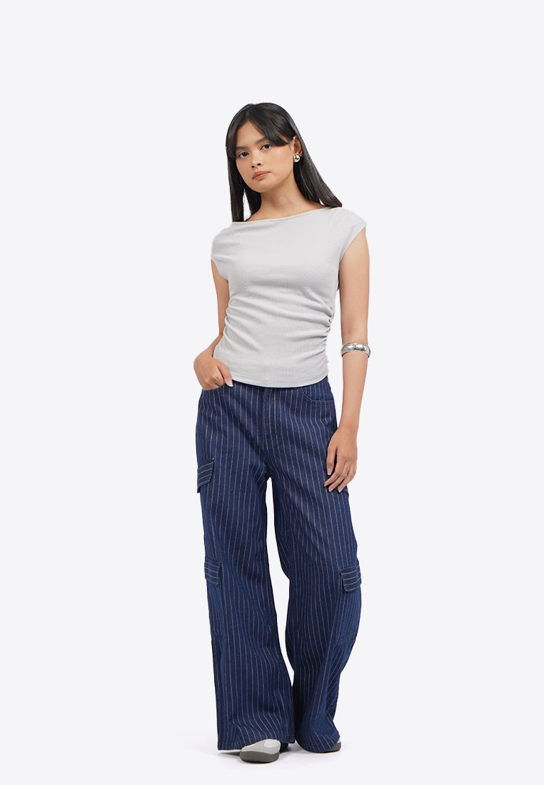 Asymmetrical Sleeveless Ruched Top