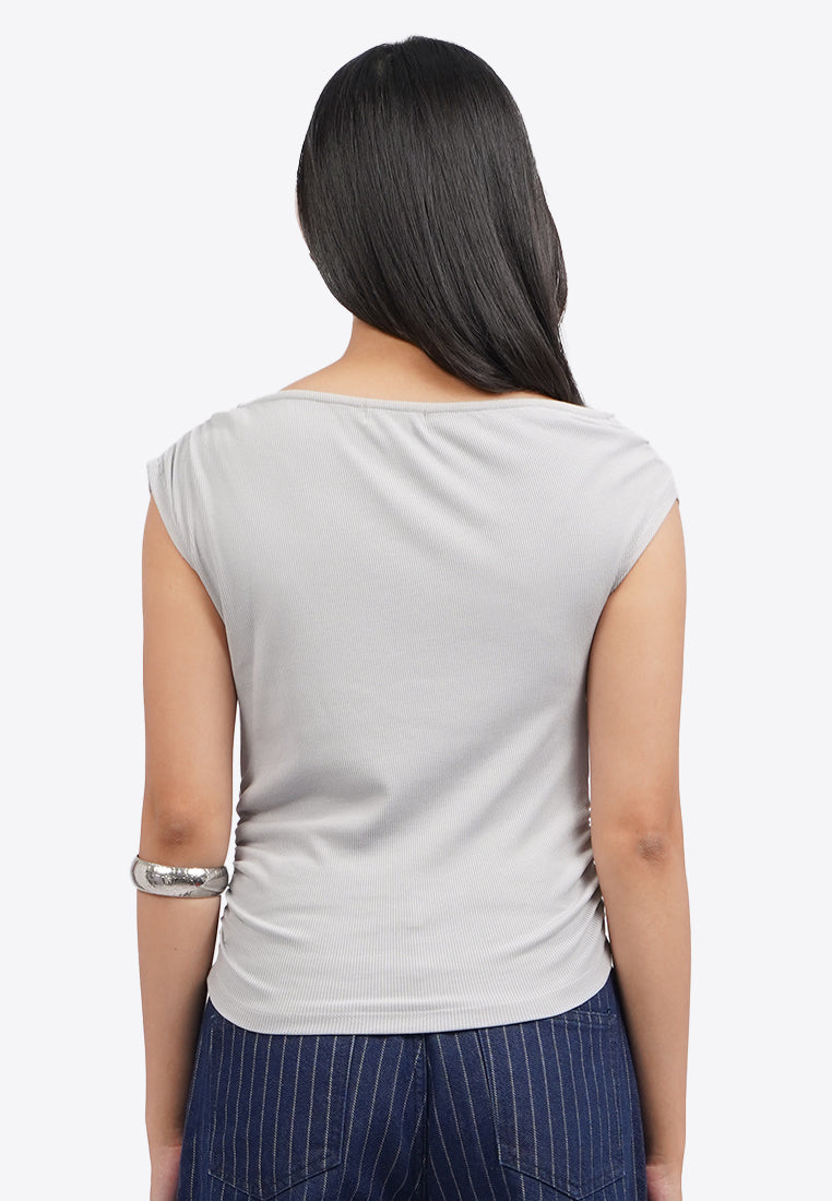 Asymmetrical Sleeveless Ruched Top