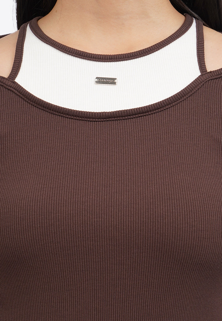 Double Layer Short Sleeve Crop Top