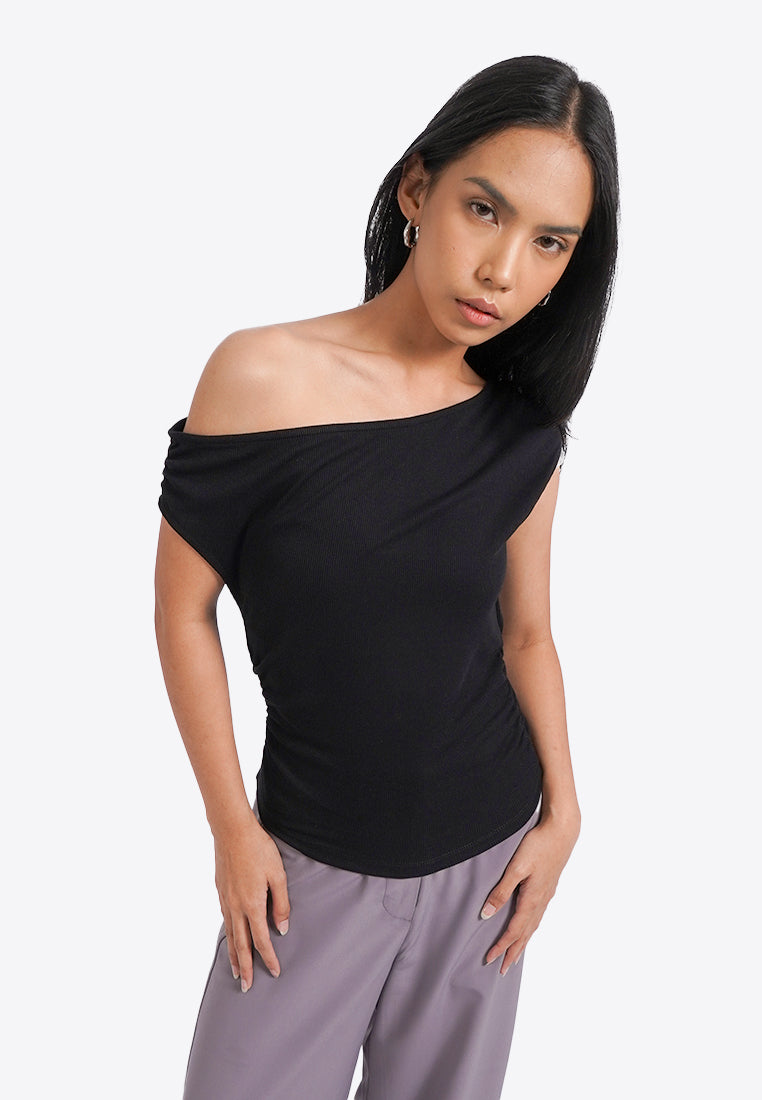 Asymmetrical Sleeveless Ruched Top