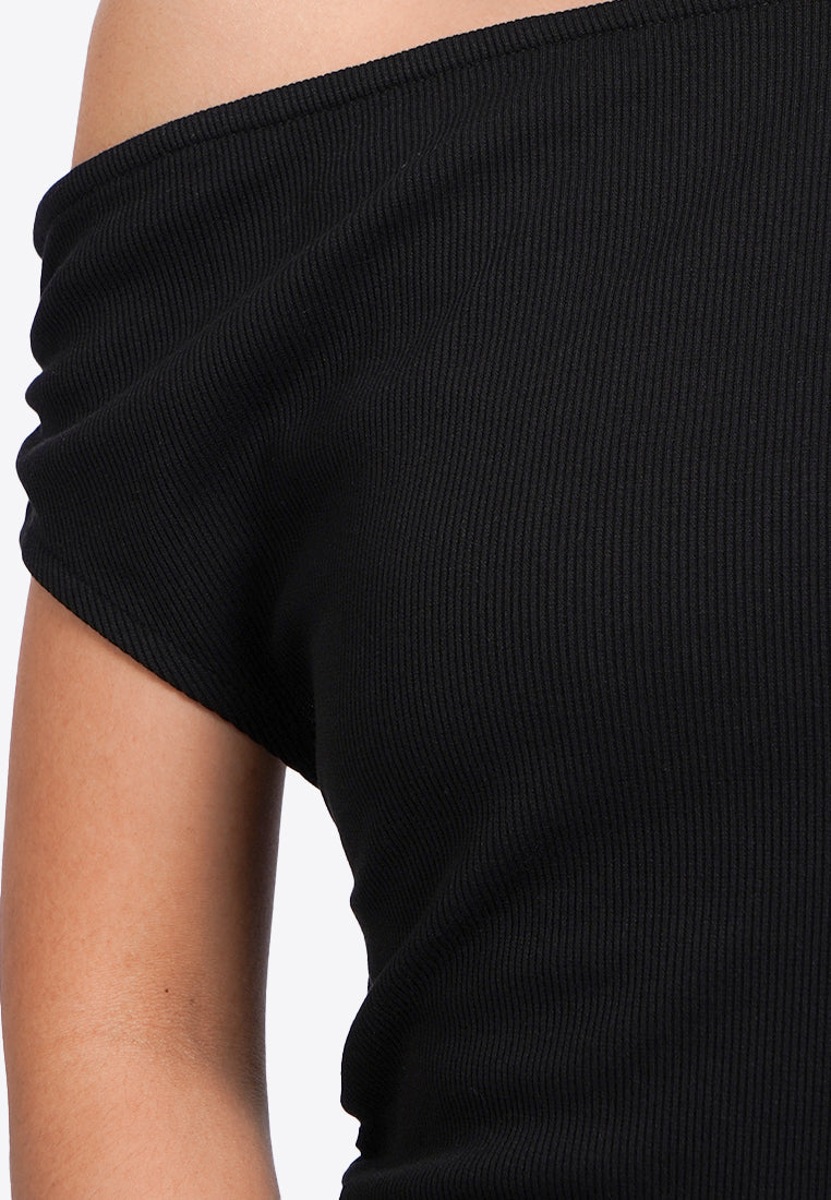 Asymmetrical Sleeveless Ruched Top