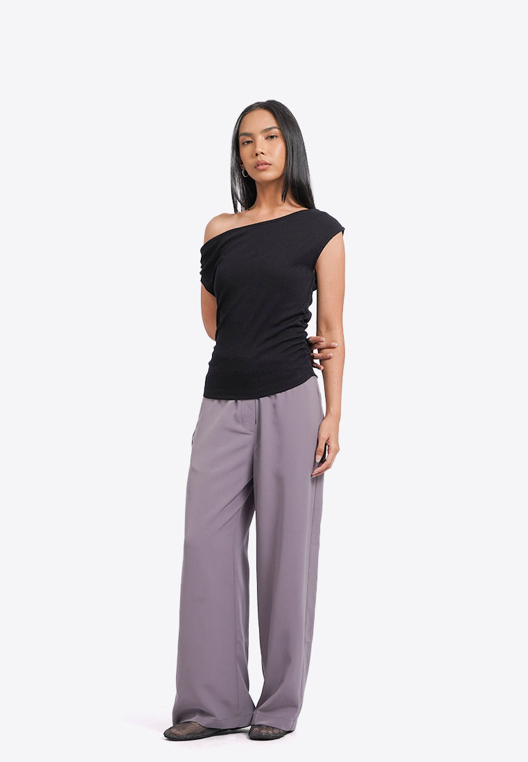Asymmetrical Sleeveless Ruched Top