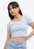Square Neck Lace Crop Top