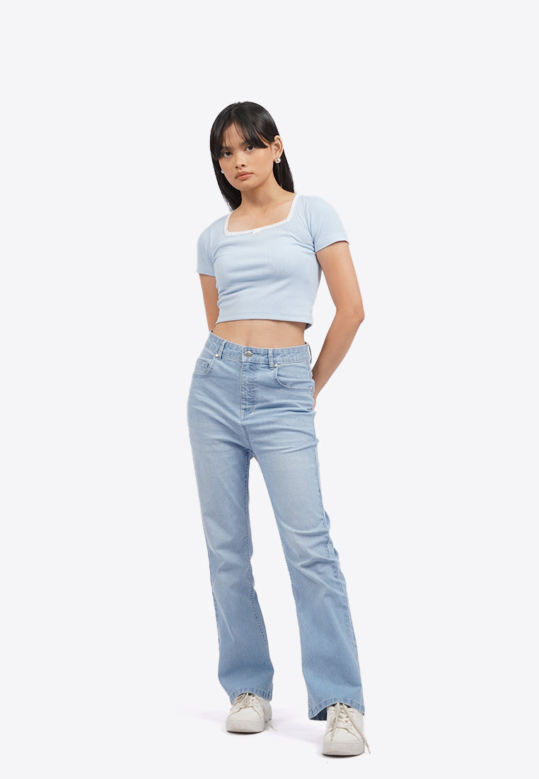 Square Neck Lace Crop Top