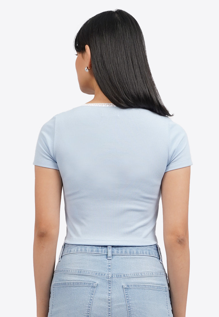 Square Neck Lace Crop Top