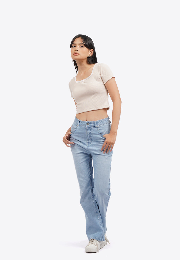 Square Neck Lace Crop Top