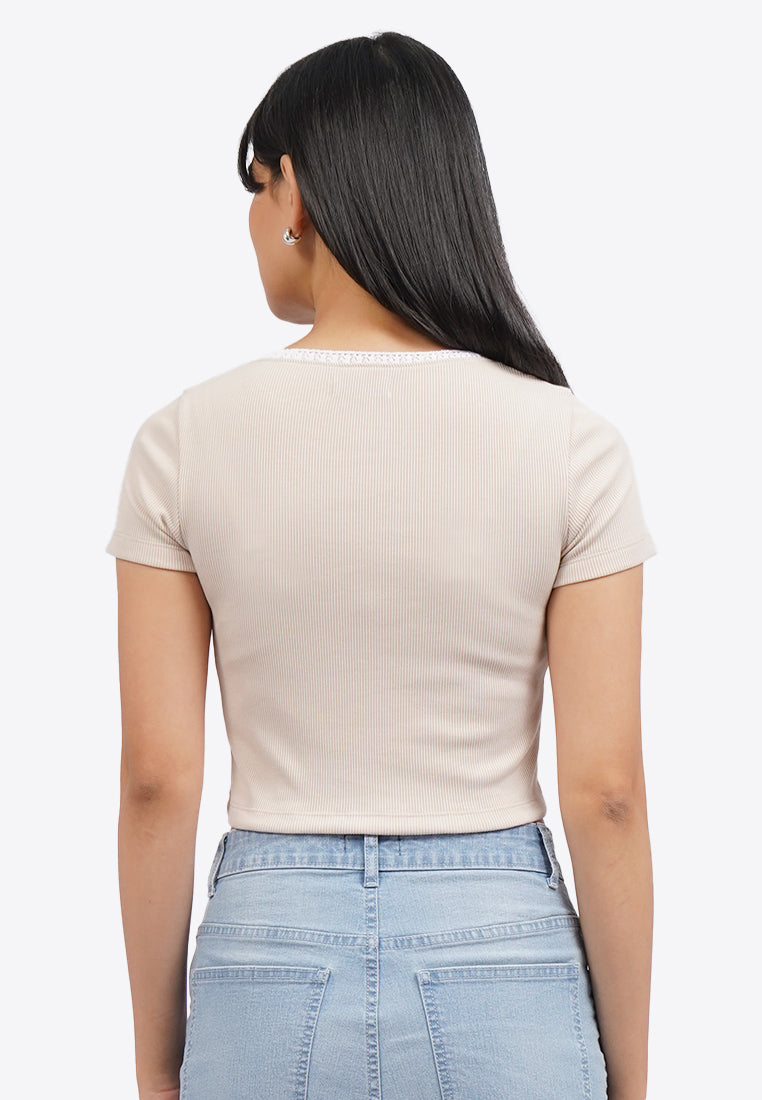Square Neck Lace Crop Top