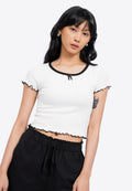 Ribbon Details Short Sleeve Top