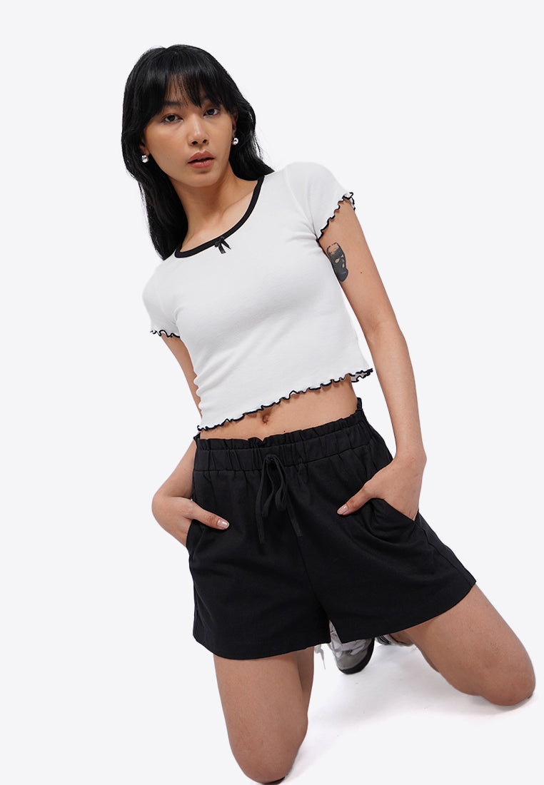 Ribbon Details Short Sleeve Top