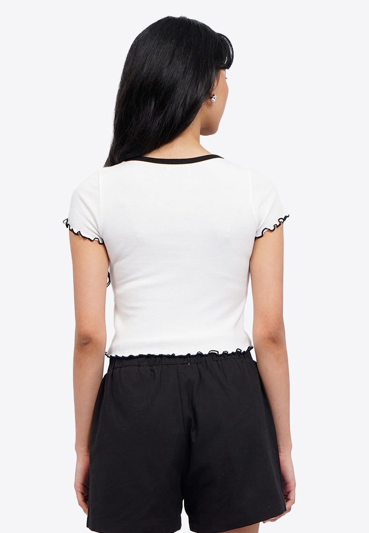 Ribbon Details Short Sleeve Top