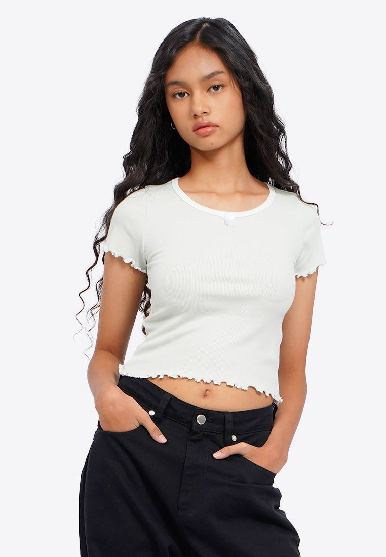 Ribbon Details Short Sleeve Top