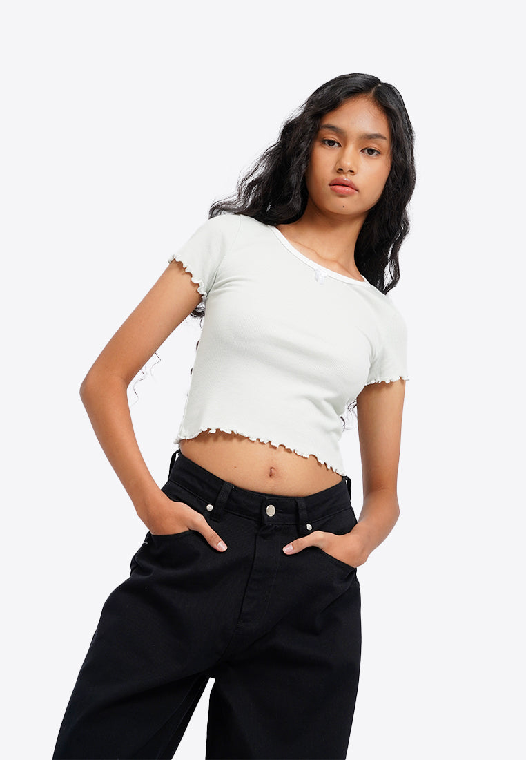Ribbon Details Short Sleeve Top