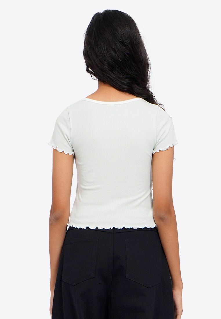 Ribbon Details Short Sleeve Top