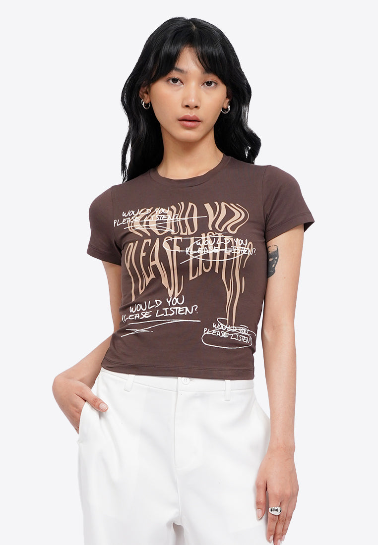 Printed Short Sleeve Crop T-Shirt