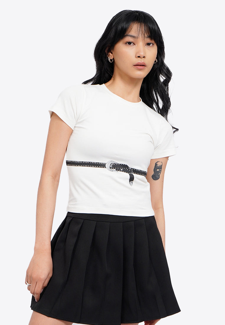 Printed Short Sleeve Crop T-Shirt