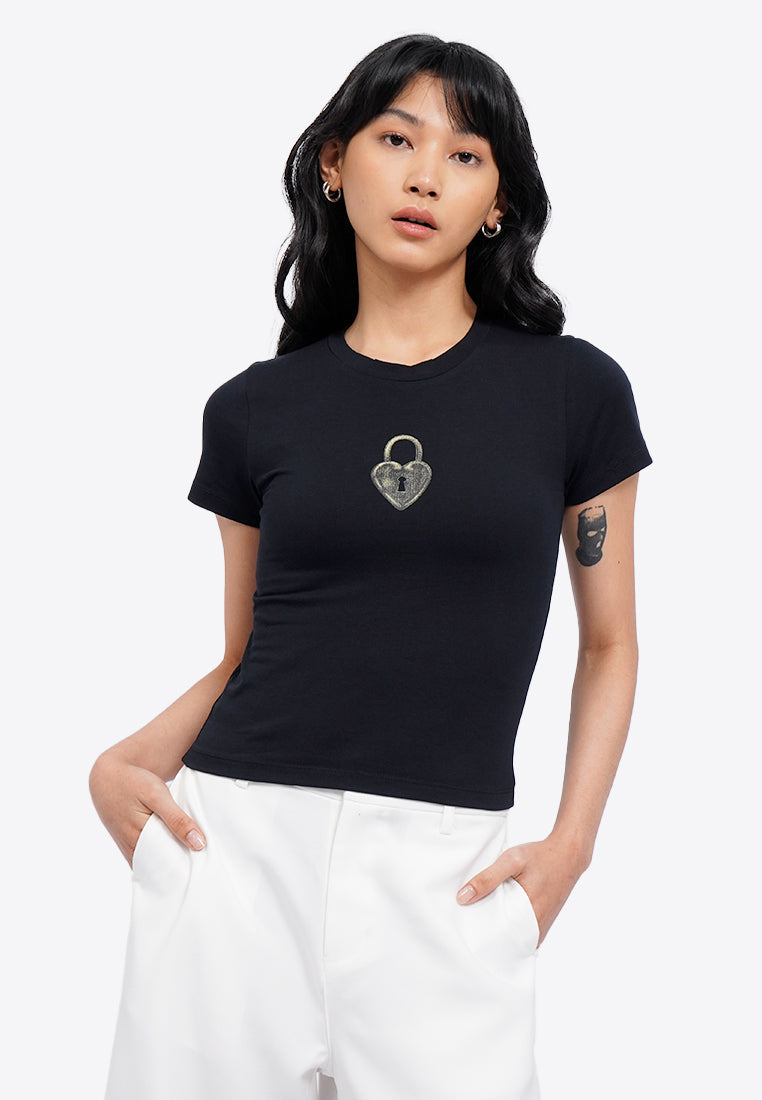 Printed Short Sleeve Crop T-Shirt