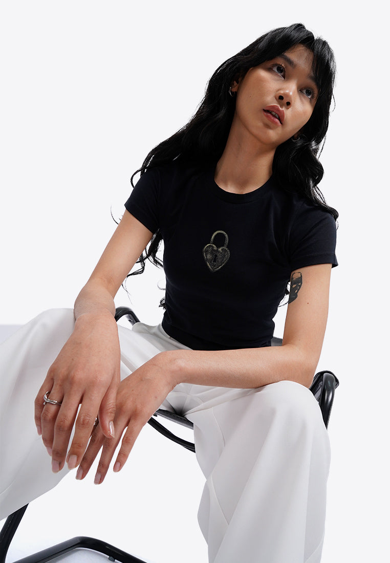 Printed Short Sleeve Crop T-Shirt