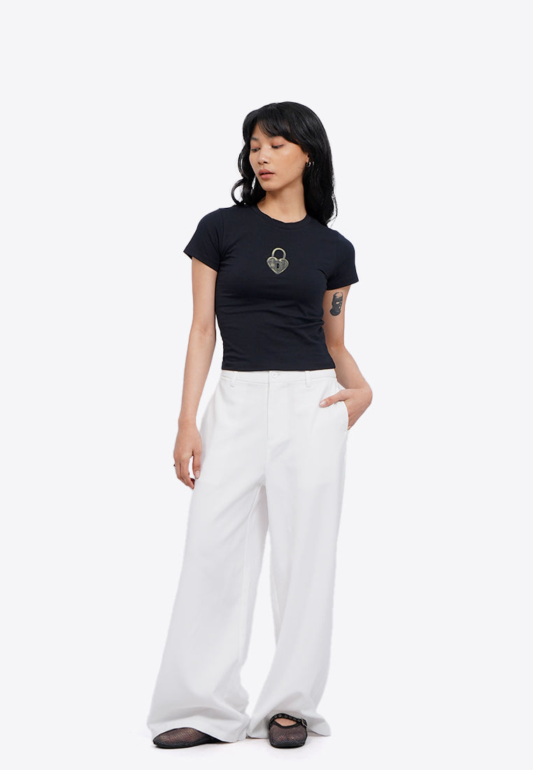 Printed Short Sleeve Crop T-Shirt