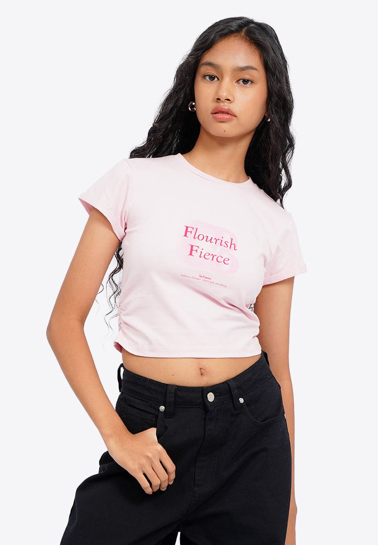 Printed Short Sleeve Crop T-Shirt