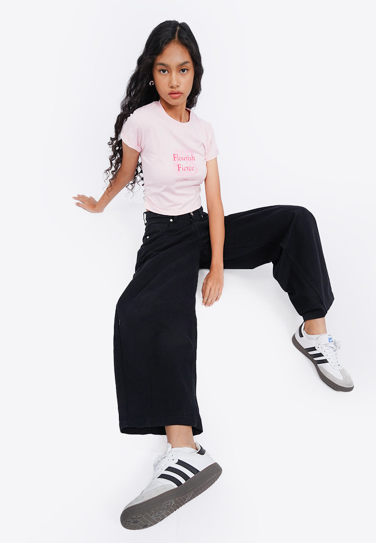 Printed Short Sleeve Crop T-Shirt