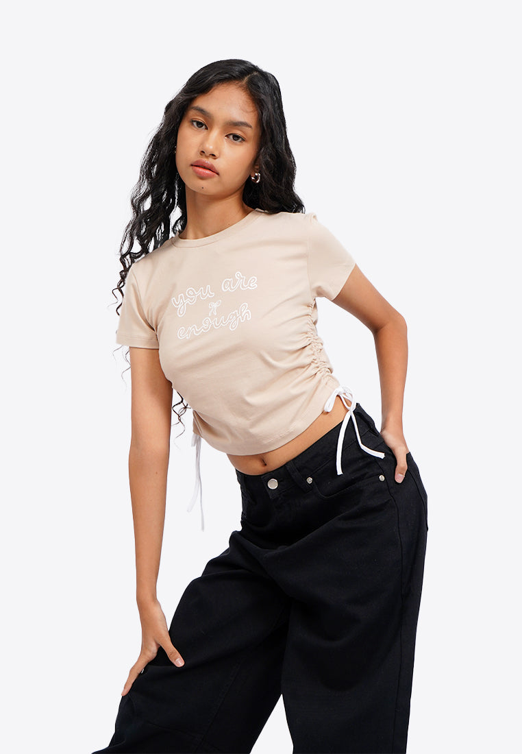 Side Ruched Short Sleeve T-Shirt