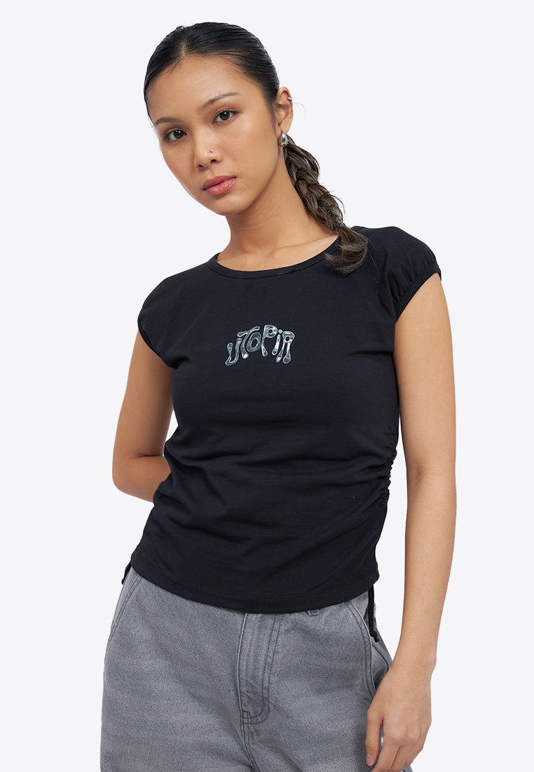 Shirring Fitted Sleeveless Top
