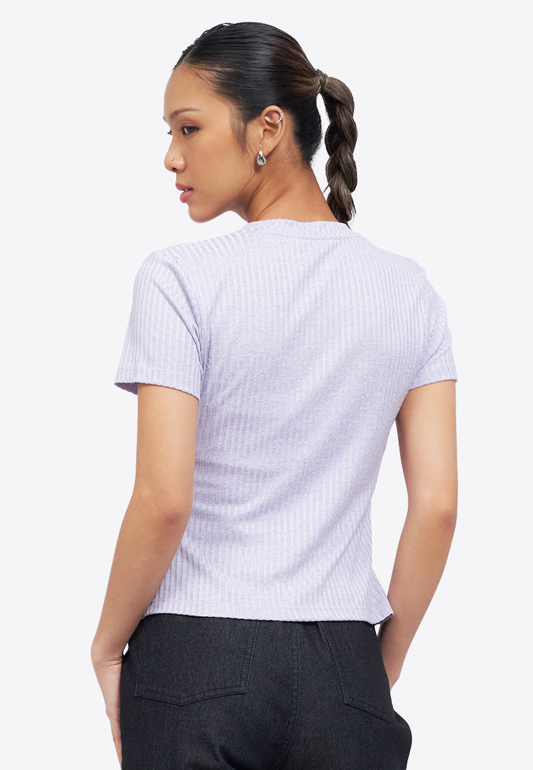 Asymmetric Ruched Rib Top