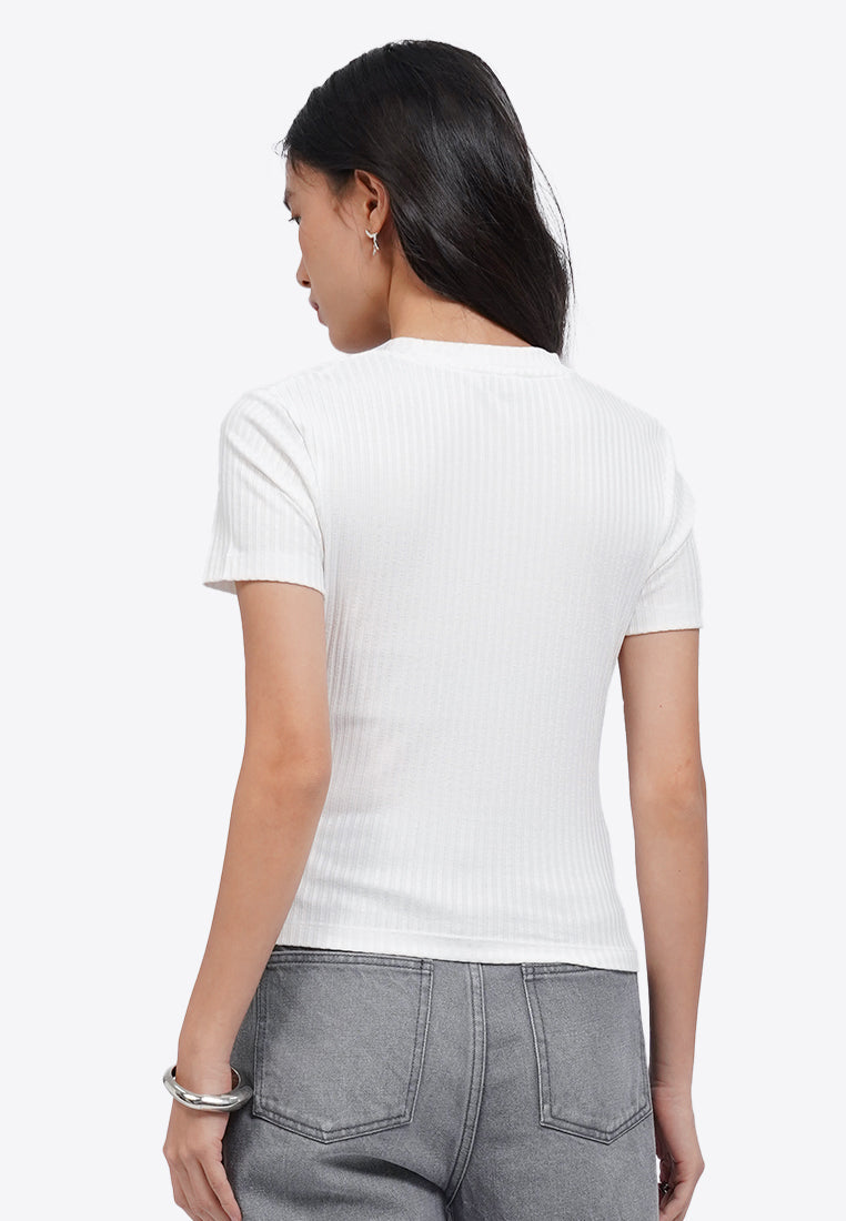 Asymmetric Ruched Rib Top