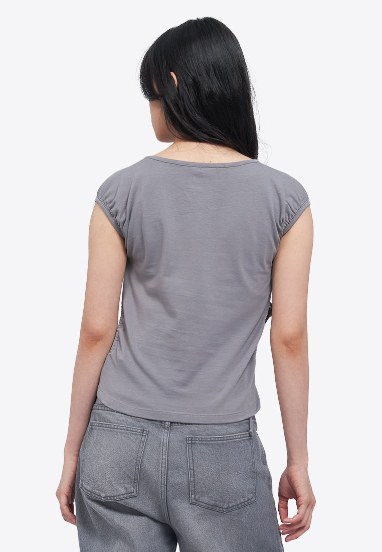 Shirring Fitted Sleeveless Top