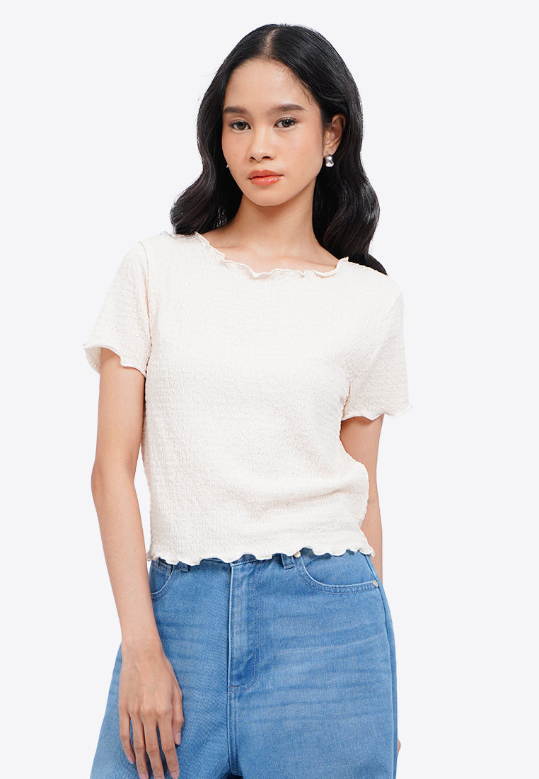 Short Sleeve Textured Top