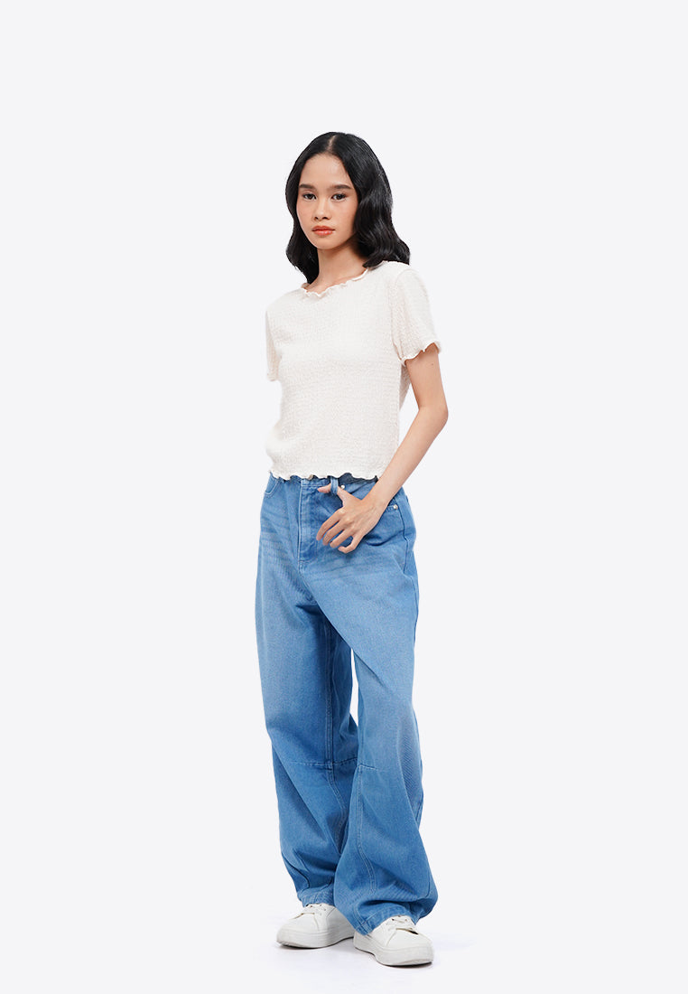 Short Sleeve Textured Top