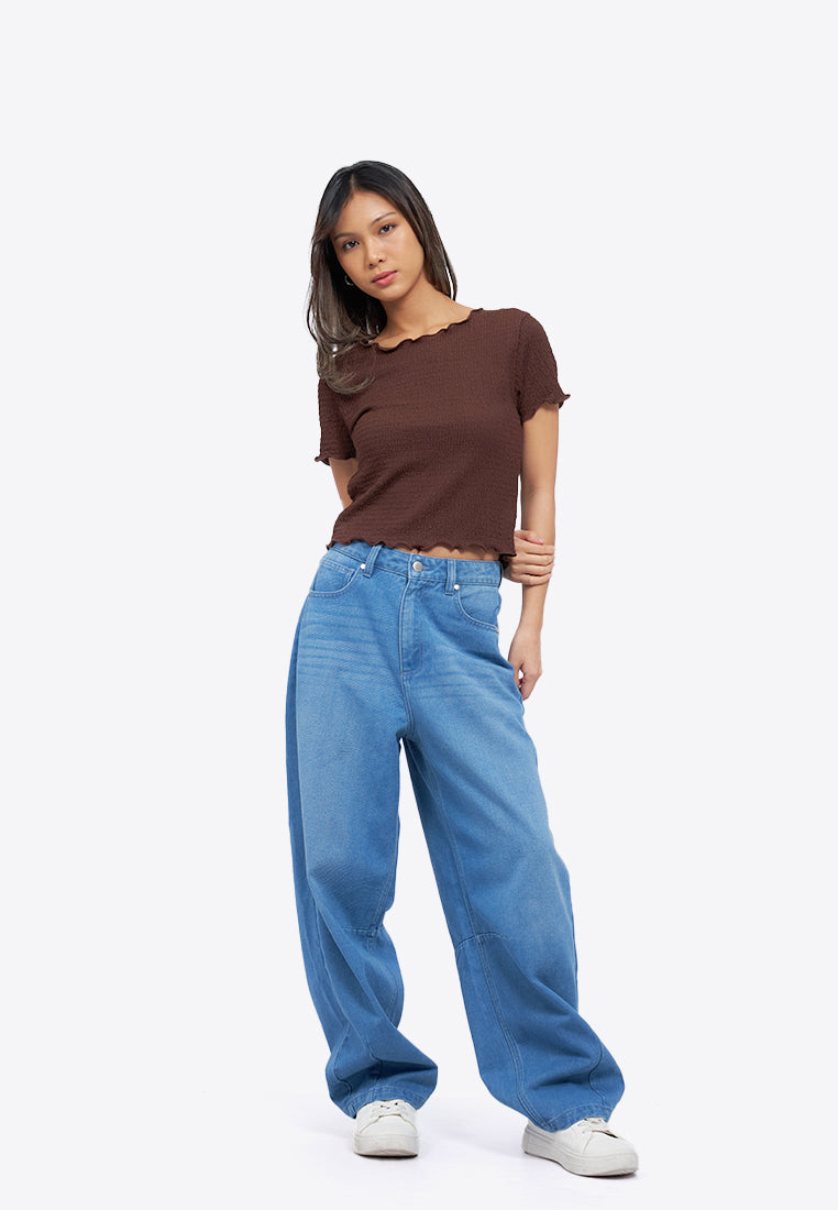 Short Sleeve Textured Top