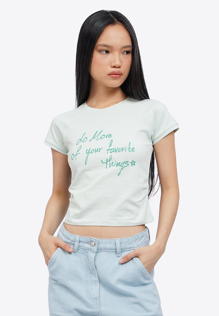 Side Gathered Graphic T-Shirt