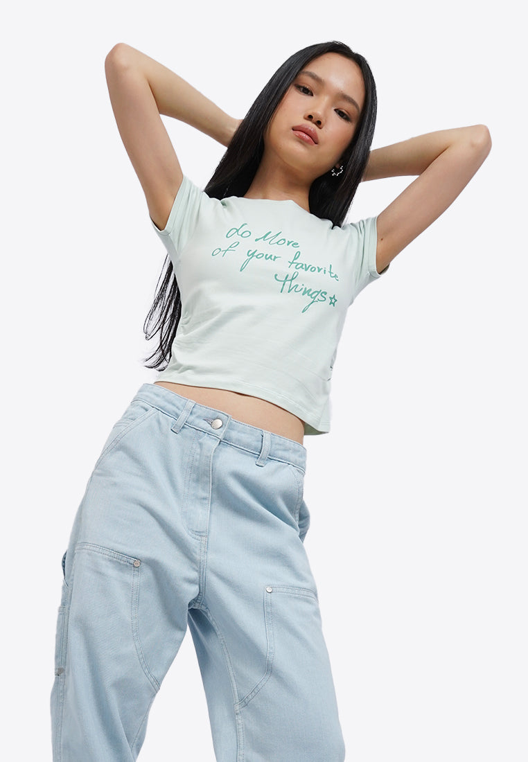 Side Gathered Graphic T-Shirt