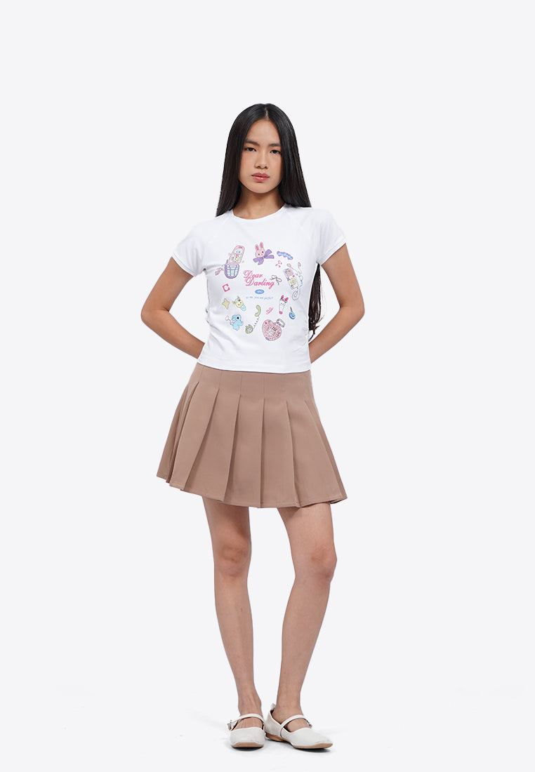 Side Gathered Graphic Crop Top