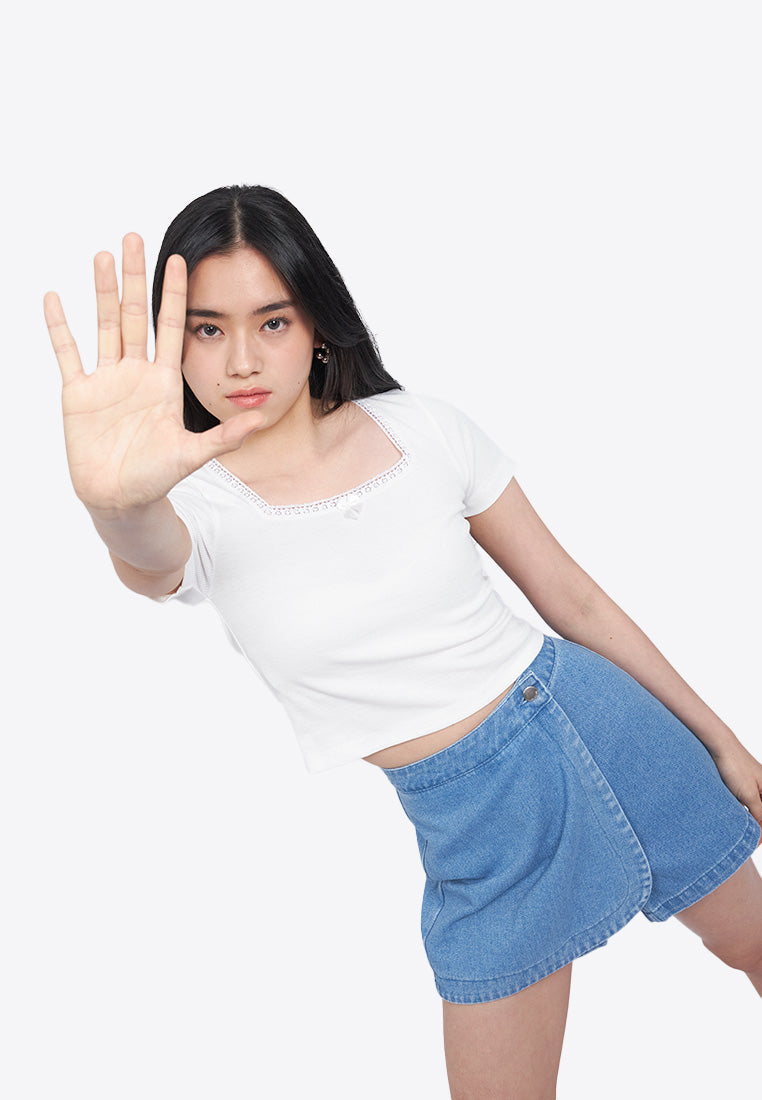 Laced Square Neck Crop Top